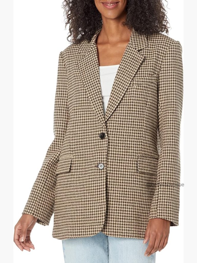 Oversized Boyfriend Blazer With Shoulder Pads, Notch Collar, Long Sleeve,